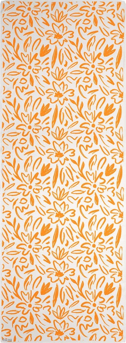 Bursa İpek Orange Spring Pattern Twill Silk Shawl  - Image 3