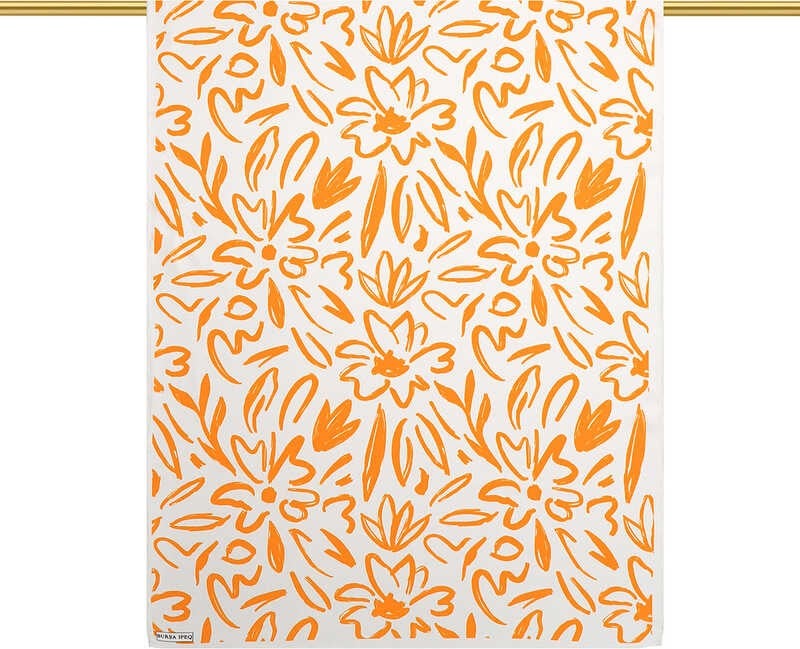 Bursa İpek Orange Spring Pattern Twill Silk Shawl  - Image 2