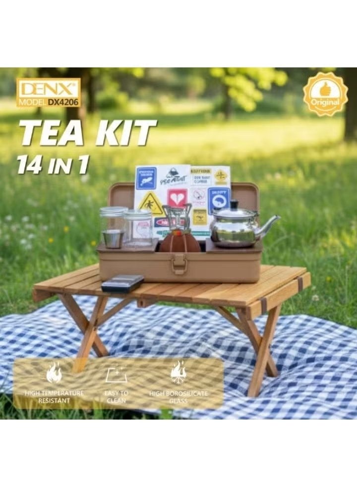 Denx DX4206 14-in-1 Luxury Tea Set – Premium Complete Tea Serving Kit with Elegant Design, Portable & Durable Tea Service Set for Home, Office, Travel, Picnics & Guest Hospitality Use - Image 4