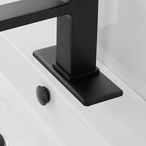 BWE Black Bathroom Faucet Single Hole Modern Single Handle Bathroom Sink Faucet with Pop Up Drain Assembly and Faucet Supply Lines rv Lavatory Basin Vanity Sink Faucets Mixer Tap Commercial - Image 5