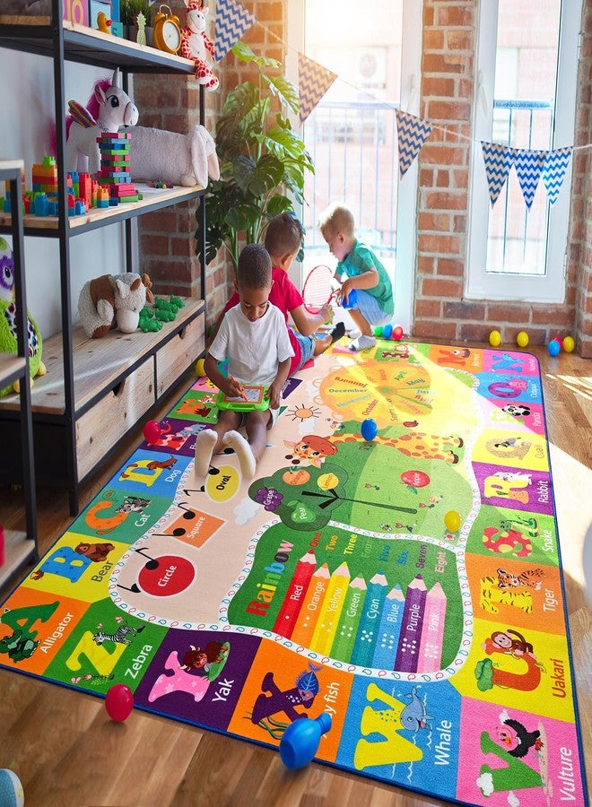 B BENRON Kids Rugs for Playroom Classroom Bedroom, Educational and Fun Play Mat with ABC Alphabet Animals, Learning Rug for Children Toddler Baby Girls Boys Nursery, Washable, 4x6 - Image 4