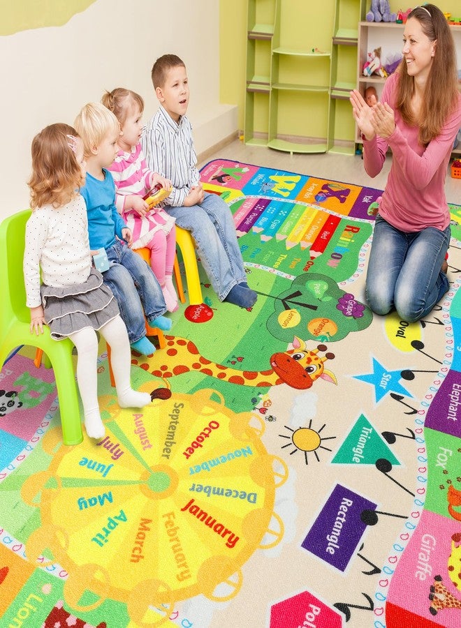 B BENRON Kids Rugs for Playroom Classroom Bedroom, Educational and Fun Play Mat with ABC Alphabet Animals, Learning Rug for Children Toddler Baby Girls Boys Nursery, Washable, 4x6 - Image 3