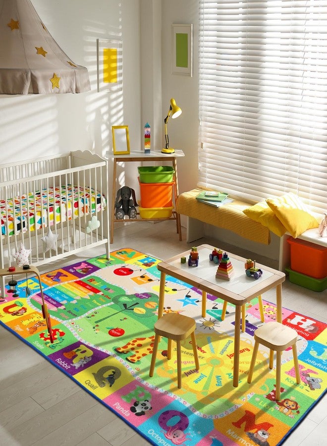 B BENRON Kids Rugs for Playroom Classroom Bedroom, Educational and Fun Play Mat with ABC Alphabet Animals, Learning Rug for Children Toddler Baby Girls Boys Nursery, Washable, 4x6 - Image 2