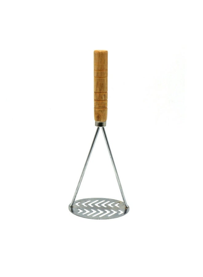 Stainless Steel Potato Masher With Wooden , Handle Kitchen Stainless Steel Masher Tool - Image 1