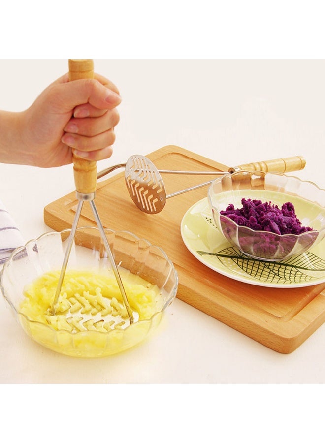 Stainless Steel Potato Masher With Wooden , Handle Kitchen Stainless Steel Masher Tool - Image 3