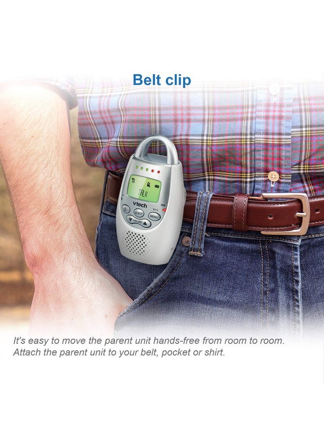 vtech جهاز مراقبة الأطفال الصوتي VTech Communications DM221 مع مدى يصل إلى 1,000 قدم، تنبيه صوتي اهتزازي، جهاز اتصال ثنائي الاتجاه وضوء ليلي، أبيض/فضي - Image 4