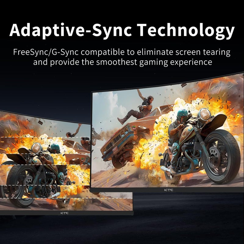 KTC 24 Inch Curved Gaming Monitor, 180Hz FHD 1080P Frameless Computer Monitor, Freesync/G-Sync Support, 99% sRGB, 3000:1 Contrast, HDMI, DisplayPort, Wall Mountable/Tilt Adjustable, H24S17 - Image 4