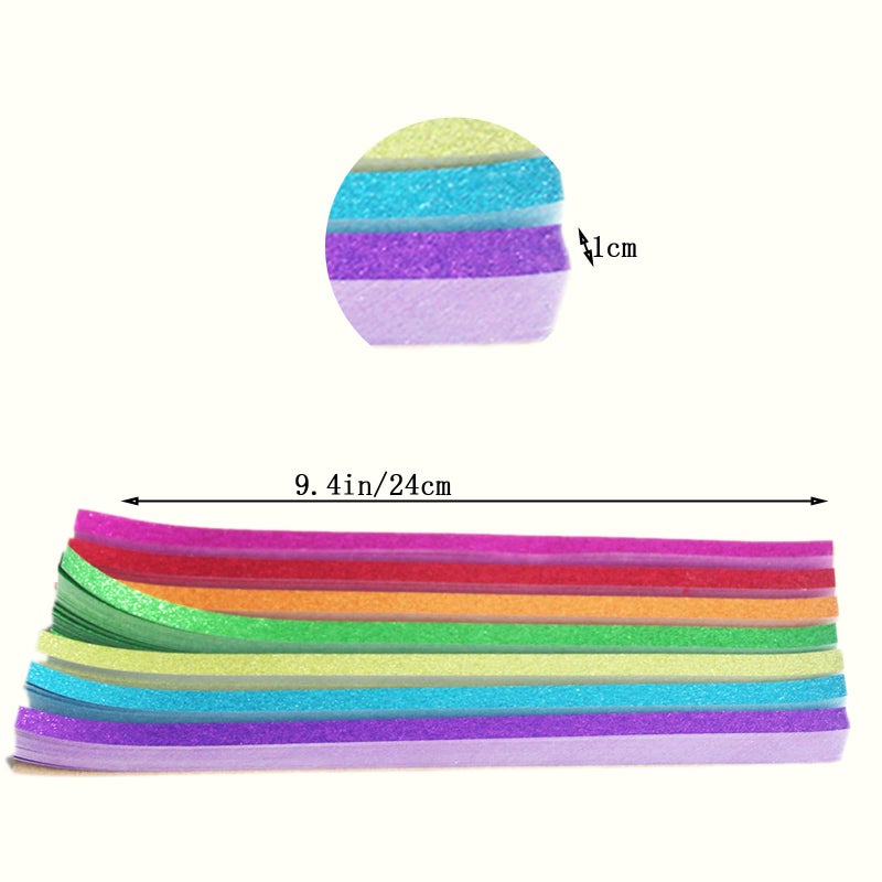 Hvogvok Origami Stars, Glitter Origami, Stars Colorful Origami Strips, DIY Handmade Craft Paper (520 Sheets 7 Colors Glitter Origami Stars) - Image 2