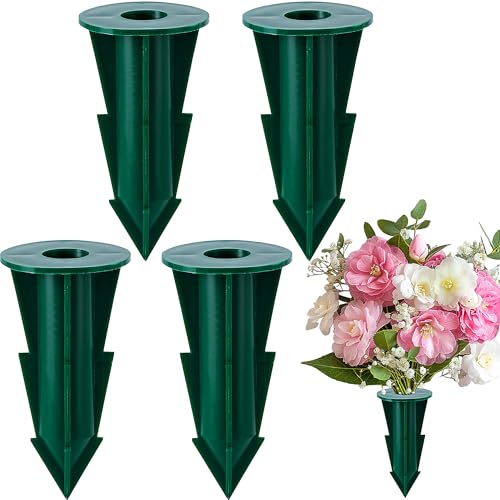 LFUTARI 4 Pcs Memorial Artificial Flower Holder, Patio Garden Floral Ground Spikes, Cemetery Flower Container Stakes for Outdoor Yard Grave Faux Flowers Indoor Window Box Planter Pot - Image 1
