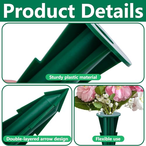 LFUTARI 4 Pcs Memorial Artificial Flower Holder, Patio Garden Floral Ground Spikes, Cemetery Flower Container Stakes for Outdoor Yard Grave Faux Flowers Indoor Window Box Planter Pot - Image 3