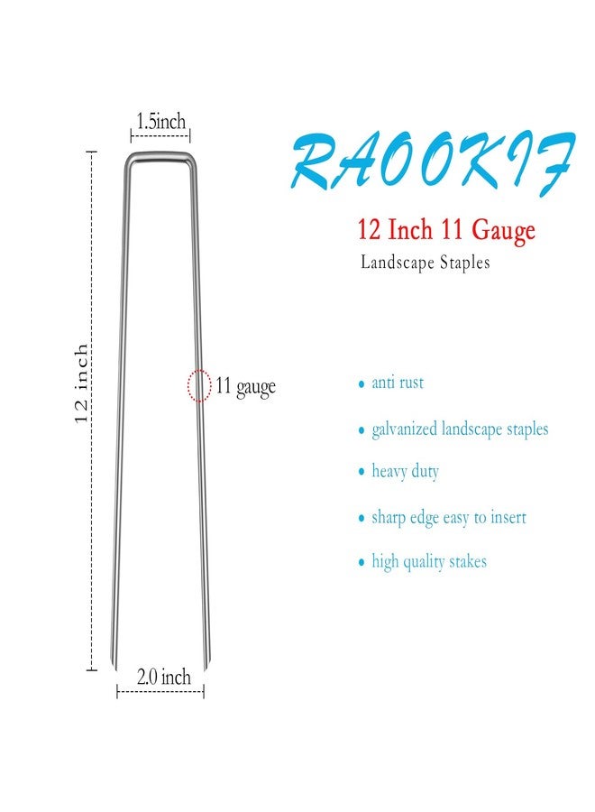 RAOOKIF 4 8 12 Inch Galvanized U-Shaped Silver Garden Stakes, 20/50/100Pcs Heavy Duty Landscape Staples, Fence Stakes Lawn Stake, Fabric Pins Yard Stakes - Image 2