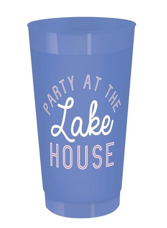 Slant Collections BPA-Free Plastic Drink Party Cups, 8-Count/16-Ounce, Party At The Lake House