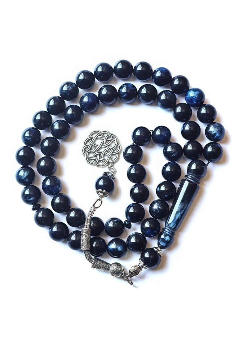 Lesha Prayer Beads (10mm 45 Beads) Royal Blue and White Resin Beads - Muslim Prayer Beads Handmade - Image 5