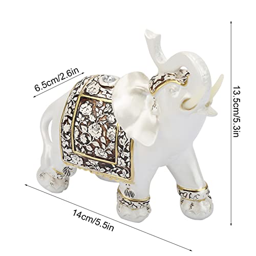 Hztyyier 6.7 Inch Decorative Elephants Statue White Color Resin Good Luck Wealth Lucky Elephant Feng Shui Collectible Ornament for Home Office Decoration - Image 2