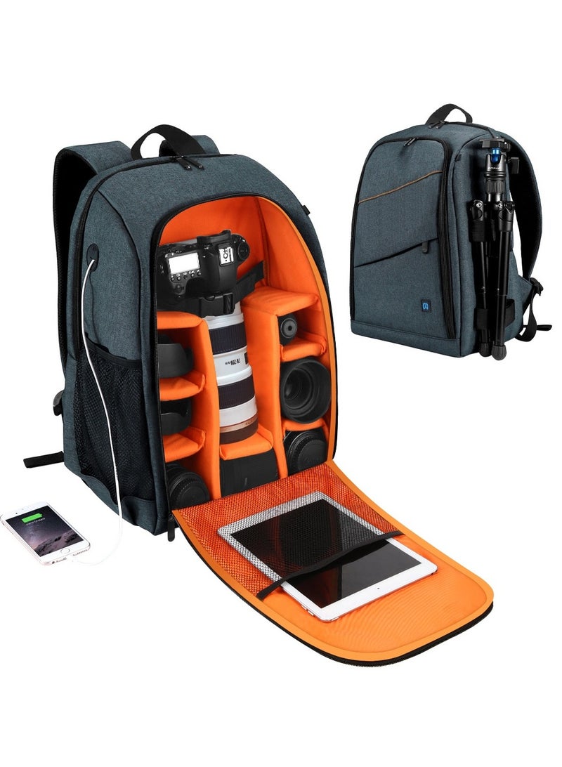 PULUZ Waterproof Camera Bag Case Travel DSLR Camera Backpack for SLR DSLR, Lenses, Accessories Backpack Laptop Tablet Backpack Compatible for Sony/Canon/Nikon Camera and Lens Tripod Accessories - Image 2