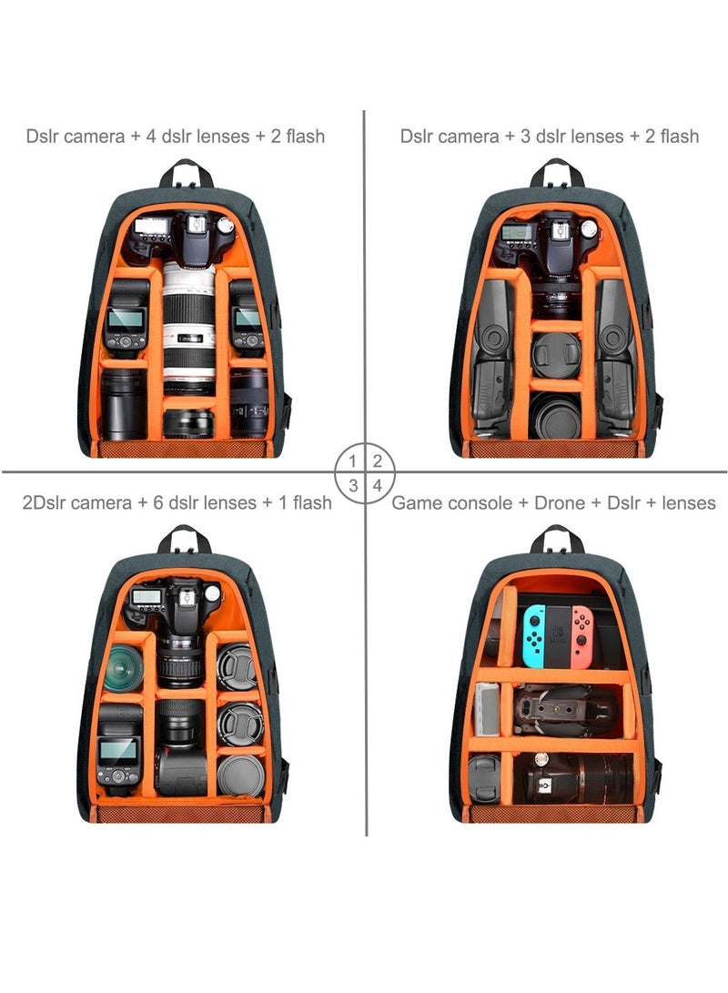 PULUZ Waterproof Camera Bag Case Travel DSLR Camera Backpack for SLR DSLR, Lenses, Accessories Backpack Laptop Tablet Backpack Compatible for Sony/Canon/Nikon Camera and Lens Tripod Accessories - Image 3