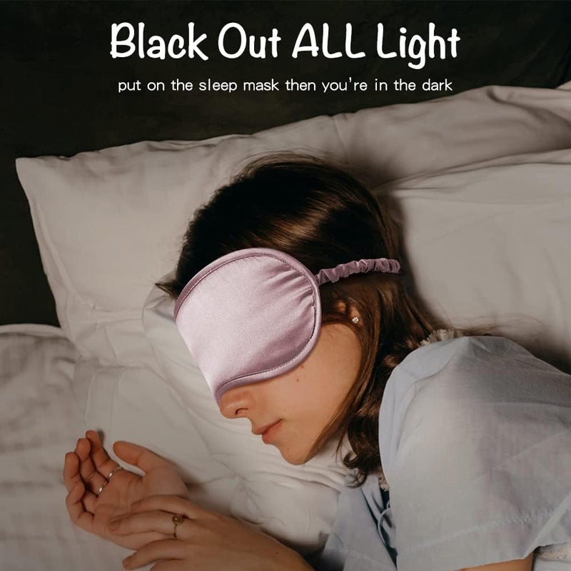 LULUSILK Mulberry Silk Sleep Eye Mask & Blindfold with Elastic Strap/Headband, Soft Eye Cover Eyeshade for Night Sleeping, Travel, Nap(Pink) - Image 3