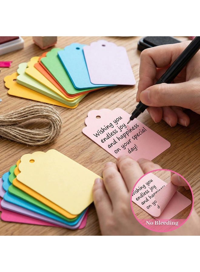 Koogel 100PCS Gift Tags with Strings, Kraft Paper Tags 10 Assorted Colors Hanging Labels for DIY Crafts Baby Shower Wedding Birthday Gift - Image 4