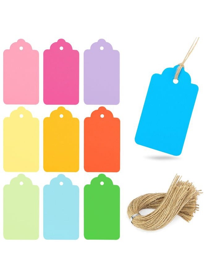 Koogel 100PCS Gift Tags with Strings, Kraft Paper Tags 10 Assorted Colors Hanging Labels for DIY Crafts Baby Shower Wedding Birthday Gift - Image 1