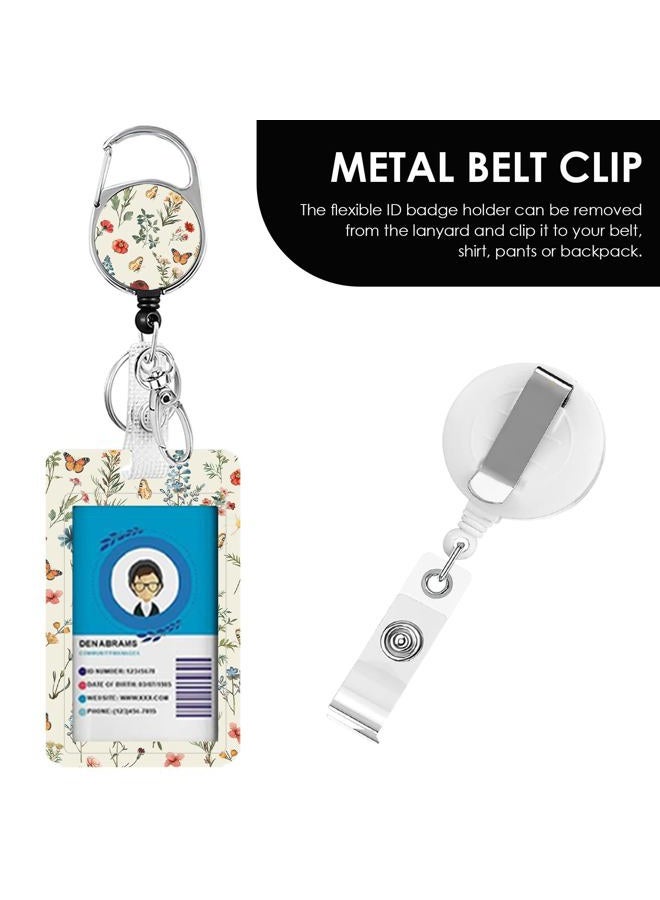 Vorruil Butterfly Flower Lanyards ID Badge, Colorful Aesthetics Flower Lanyard ID Card Holder with Retractable Reel Clip Keychain, Vertical Identity Badge Cover Case Protector with Name Tag for Teacher Nurse - Image 4