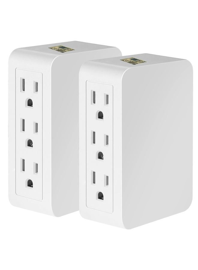 FiiMan 6 Outlet Wall Adapter, UL Listed 3-Prong Grounded Outlet to The Side, Wall Plug Side Access Adapter, 6 Way Outlet Extender Tap, White (2) - Image 2
