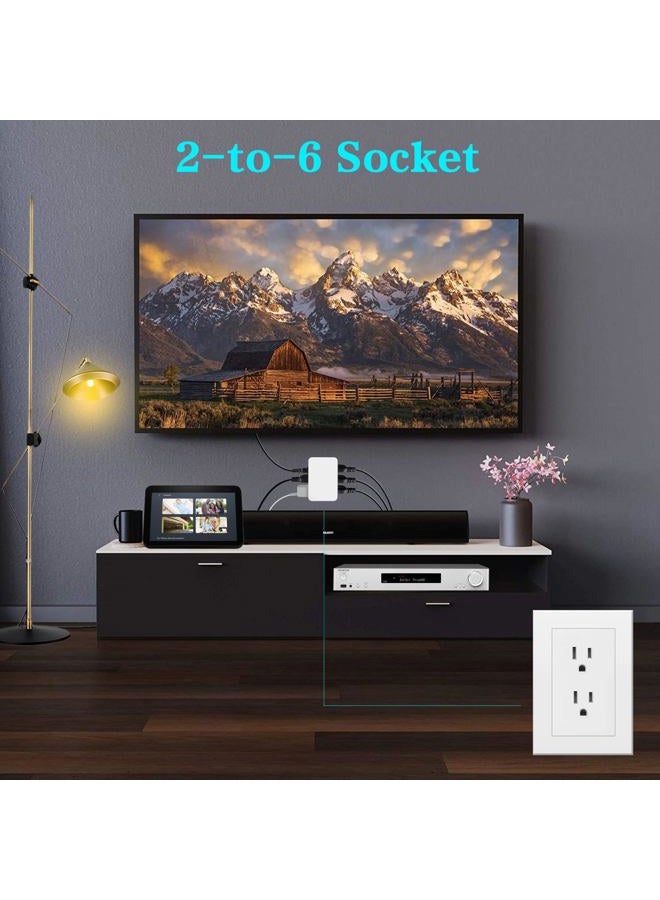 FiiMan 6 Outlet Wall Adapter, UL Listed 3-Prong Grounded Outlet to The Side, Wall Plug Side Access Adapter, 6 Way Outlet Extender Tap, White (2) - Image 4