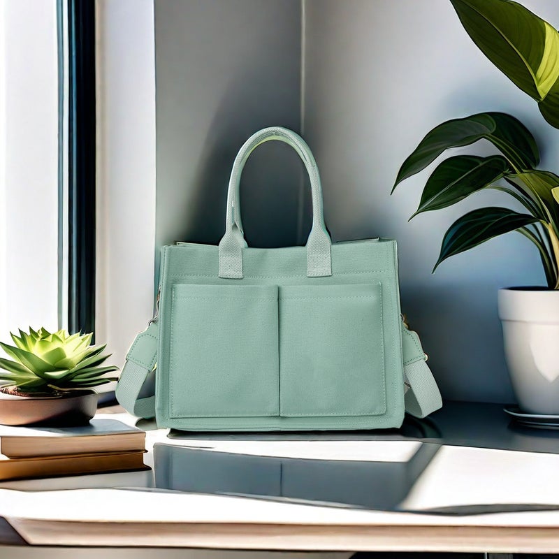 Dourr Multi-Compartment Top Handle Handbag Canvas Crossbody Bag Women'S Small Handbag Wallet - Image 4