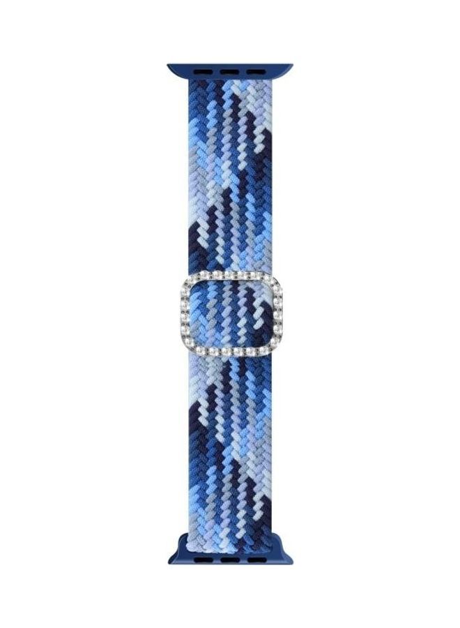 NIBEMINENT Elasticity Diamond Replacement Watchband For Apple Watch Series 7 & 6 SE 5 4 40mm/3 2 1 38mm Blueberry - Image 1