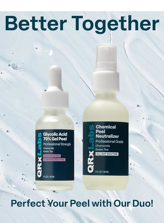 QRxLabs 70% Glycolic Acid Gel Peel & Neutralizer Set - Professional-grade skincare for acne, wrinkles, collagen boost - 1 fl oz & 2 fl oz bottles - Image 4