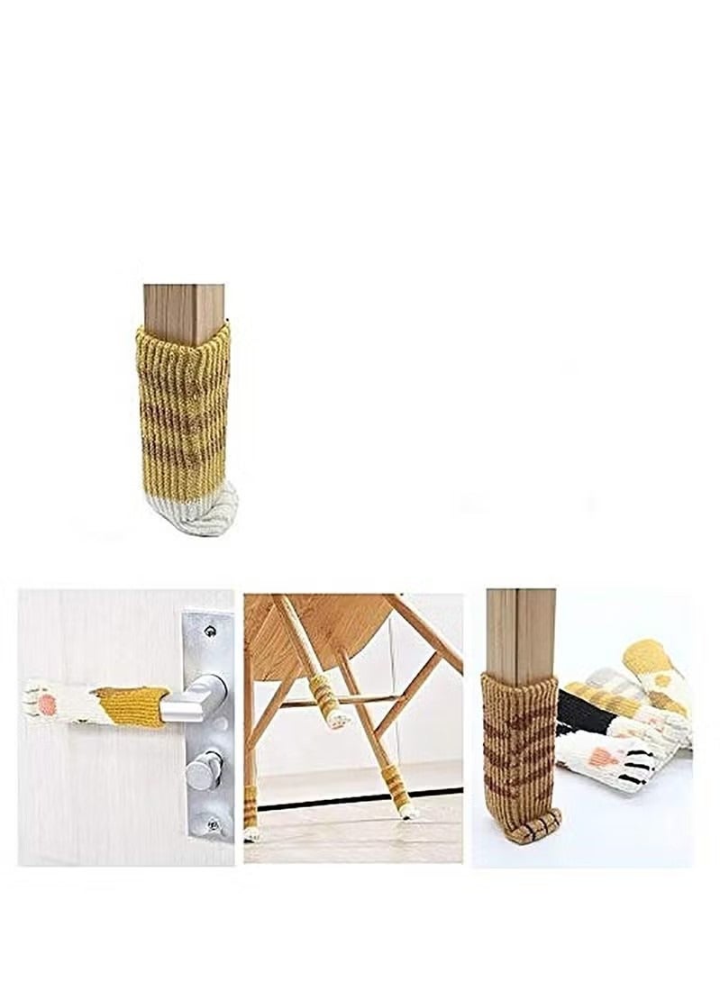 24 PCS Chair Socks with Cute Cat Paws Design 6 Patterns Furniture Leg Caps Anti Scratch Anti-Noise Chair Leg Covers Table Leg Pads Floor Protectors - Image 5