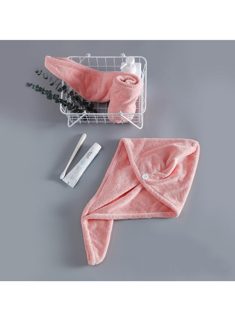 Goolsky Coral Velvet Shower Cap for Women - 1pc Quick-Dry Hair Turban with Button, Super Absorbent, Thickened Microfiber Head Wrap, Adult Bath Hair Cap - Image 3