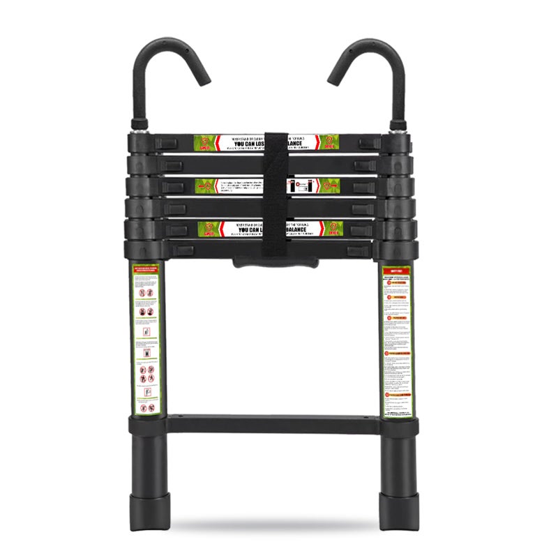 RIKADE Telescopic Ladder, 6.5FT Aluminum Telescoping Ladder with Non-Slip Feet and Stable Hook, Portable Extension Ladder for Household and Outdoor Working, Max Load 330lbs, Black - Image 1