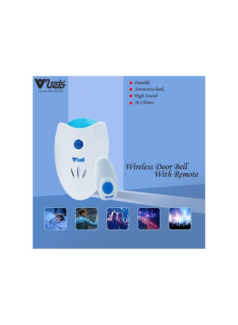 Veto جرس باب لاسلكي من فيتو للمنزل والمكتب يعمل بالبطارية 1 زر ضغط + 1 جهاز استقبال مقاوم للماء - Image 3