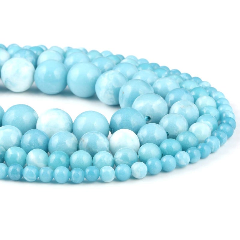 Natural Larimar Beads 10 mm Round Loose Beads for Jewelry Making 1 Strand 15 Larimar
