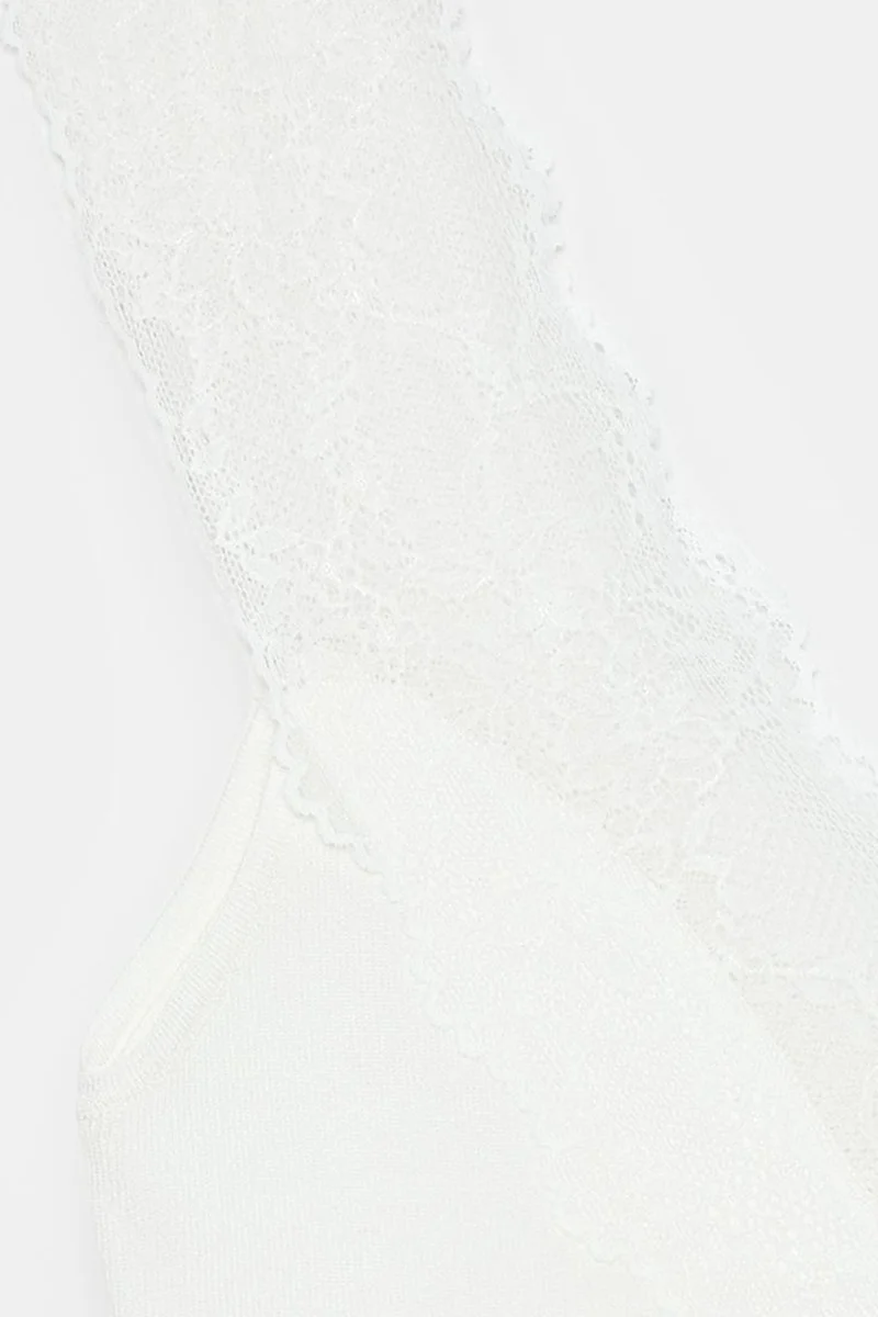 Dilvin White DILVIN Fitted Sleeveless Lace Blouse for Women | Best Price UAE