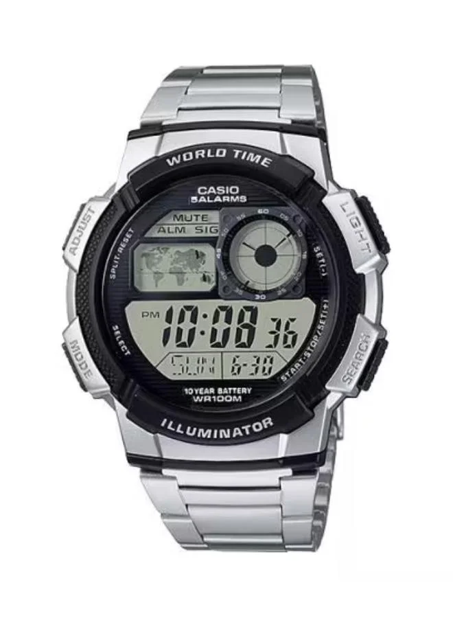 كاسيو Men's Digital Display Watch With Silver Resin Strap - AE-1000WD-1A
