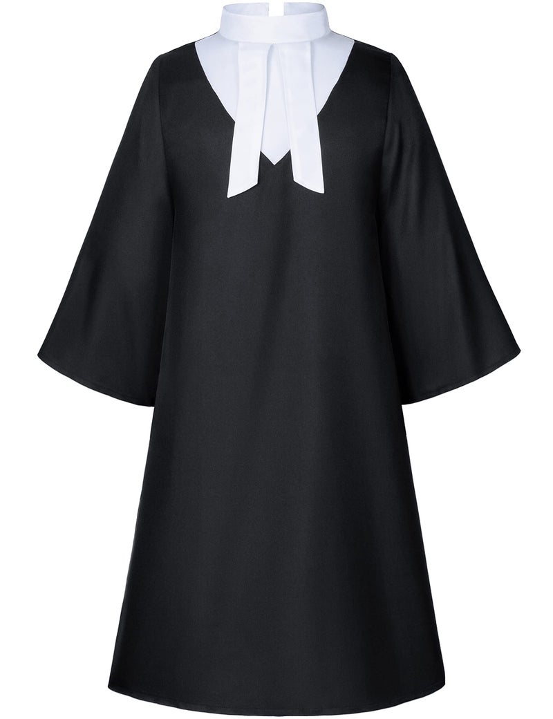 Irtysh Halloween Robe Judge Lawyer Unisex Adult Party Graduation Gown Costume Cosplay Wooden Gavel Wig Glasses Gloves set(M) - Image 2