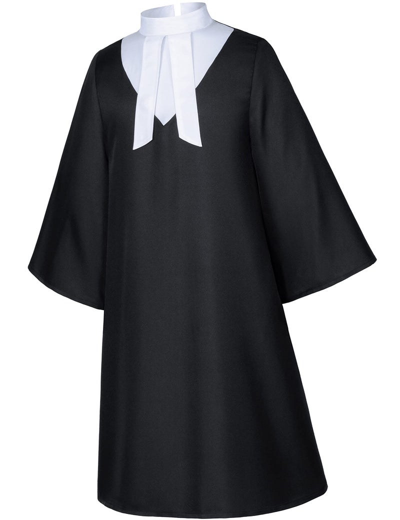 Irtysh Halloween Robe Judge Lawyer Unisex Adult Party Graduation Gown Costume Cosplay Wooden Gavel Wig Glasses Gloves set(M) - Image 3