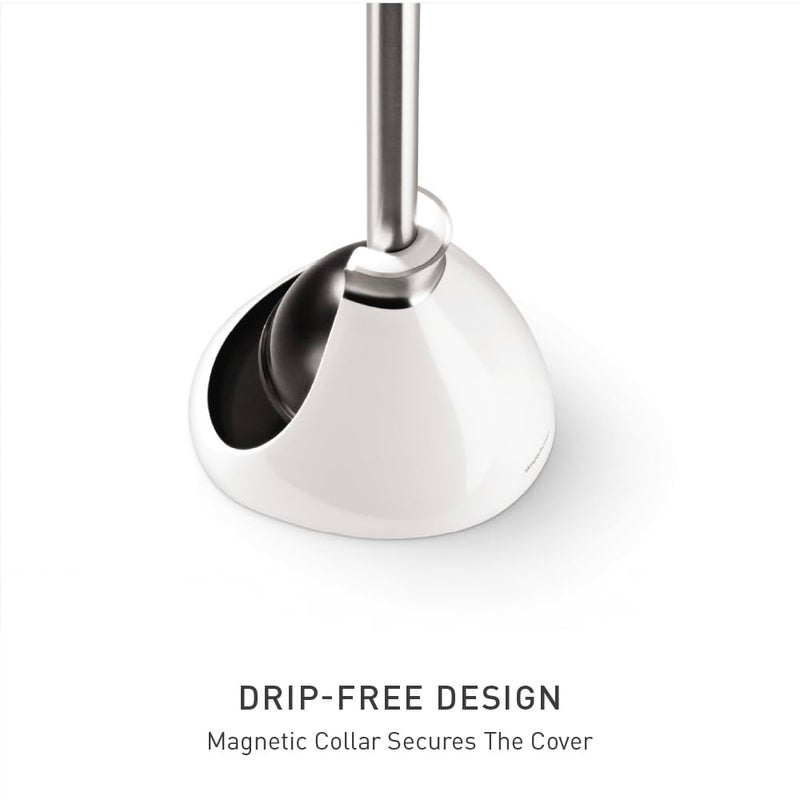 simplehuman Toilet Plunger and Caddy, Stainless Steel, White - Image 3