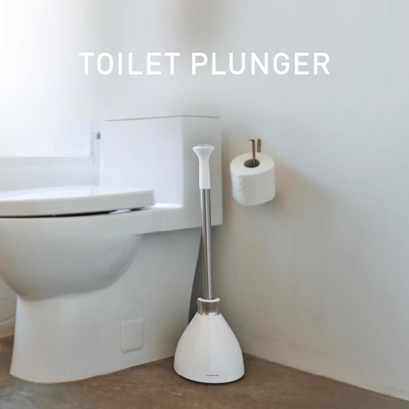 simplehuman Toilet Plunger and Caddy, Stainless Steel, White - Image 2
