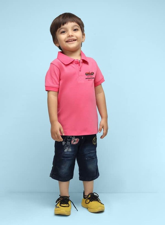 Nusyl Red Car Printed Bubblegum Pink Infants Polo T-Shirt - NUICPTH0170 - Image 3