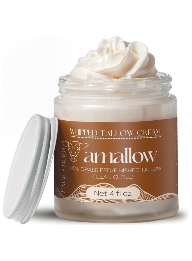 Amallow 100% Grass Fed Beef Tallow for Skin Care - Face + Body - Whipped Moisturizer - Natural Lotion, 4 FL. oz. (Clean Cloud) - Image 1