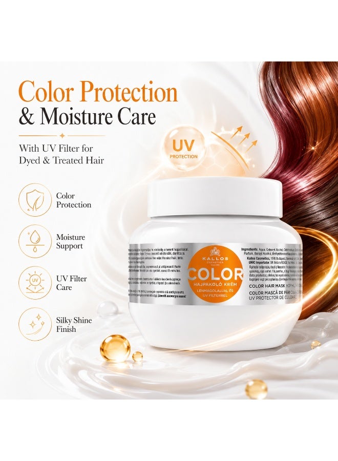 KALLOS Color Hair Mask with Linseed Oil & UV Filter 275ml – Hair Mask for Color Protection - Image 2
