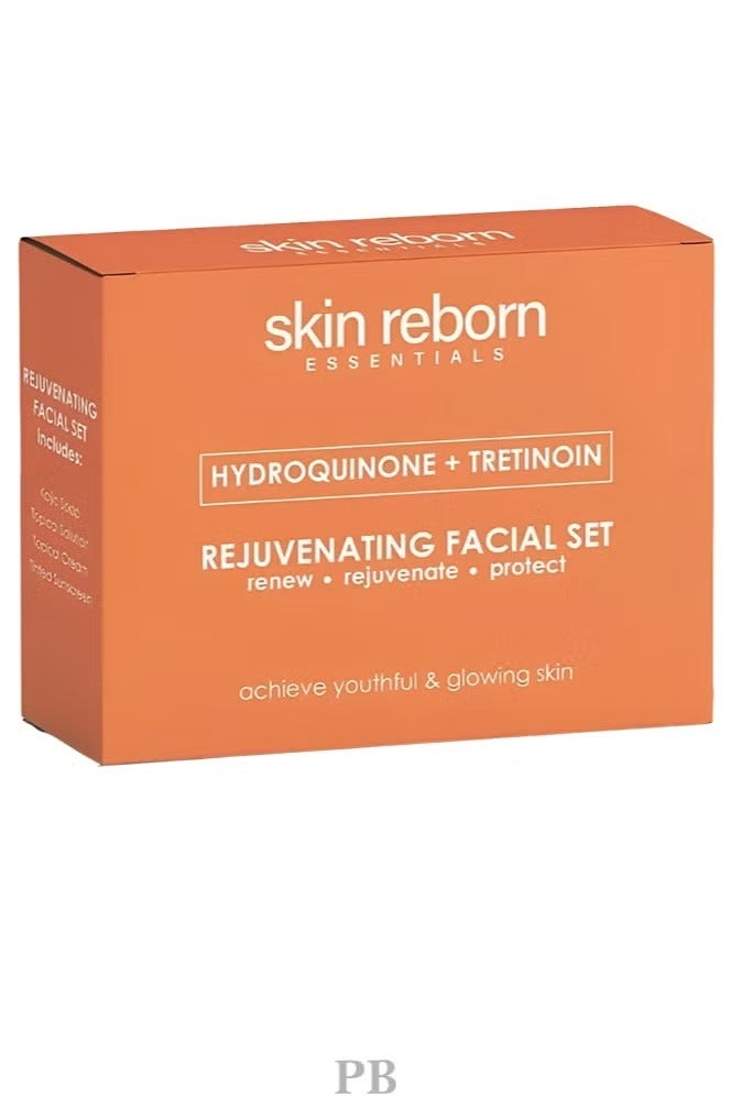 Skin Reborn Rejuvenating 4IN1 Hydroquinone Tretinoin Set - Exfoliate Whitening Glass Skin Renew - 4-Piece Kit