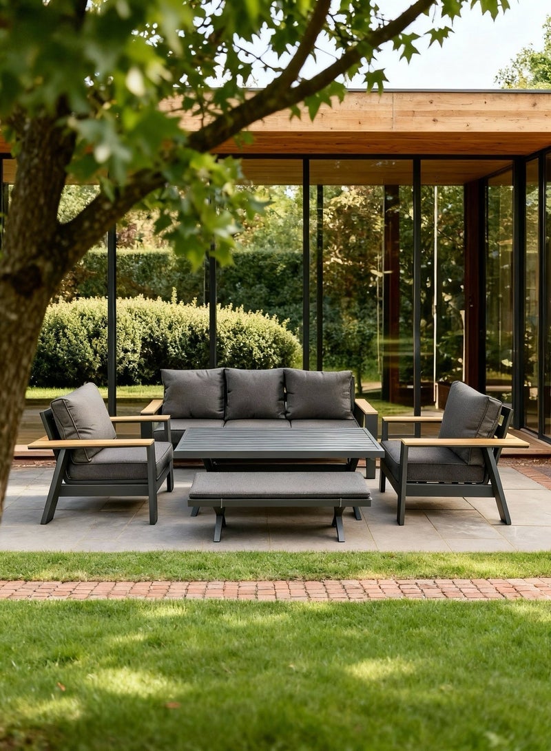 Broyhome 5-Seater Aluminum Outdoor Sofa Set with High Table & Bench -Weather-Resistant Patio Furniture for Gardens, Balconies &Poolside - Image 5