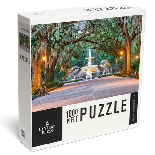 Lantern Press Savannah Georgia Forsyth Park Fountain Photography A94825 1000 Piece Jigsaw Puzzle for Adults Made in USA with Reference Poster - Image 1