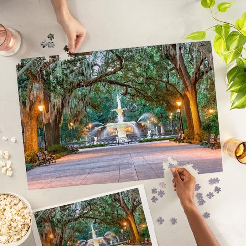 Lantern Press Savannah Georgia Forsyth Park Fountain Photography A94825 1000 Piece Jigsaw Puzzle for Adults Made in USA with Reference Poster - Image 5
