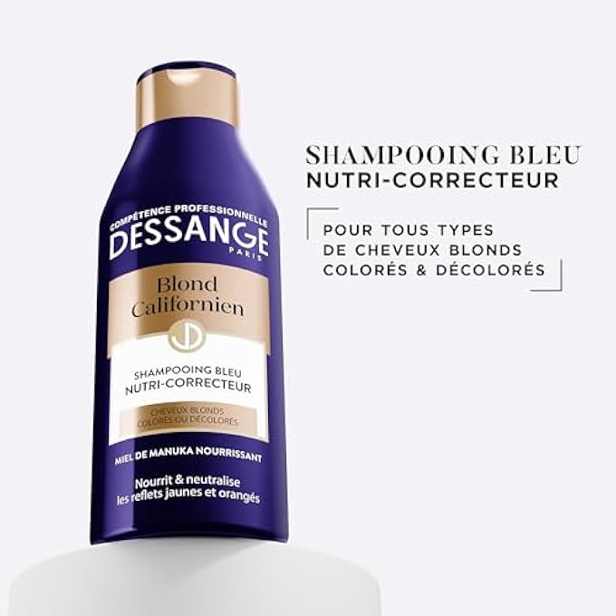 Dessange - NUTRI CORRECTOR SHAMPOO BLUE - FOR DYED OR DISCOLOURED BLONDE HAIR - CALIFORNIA BLONDE - 250ML - Image 2