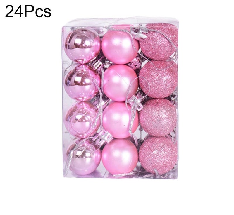 Evisha 3CM 24 Pink Christmas X-Mass Tree Decoration Balls Hangings Ornaments Tree Balls Merry Ball Bauble Decoration for Home Party (Pink 24) - Image 2