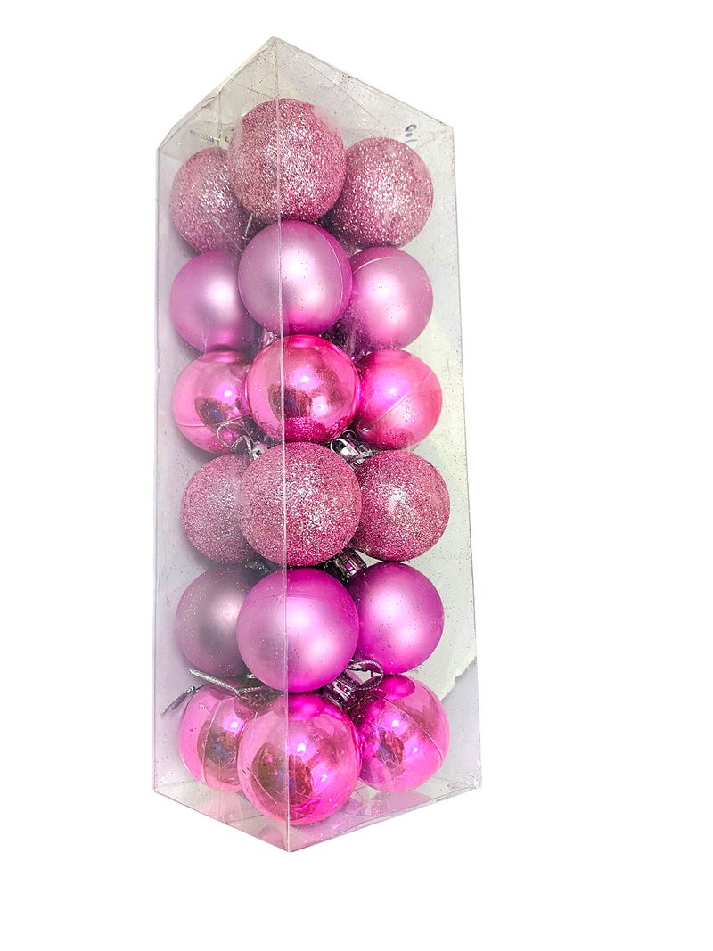 Evisha 3CM 24 Pink Christmas X-Mass Tree Decoration Balls Hangings Ornaments Tree Balls Merry Ball Bauble Decoration for Home Party (Pink 24) - Image 3